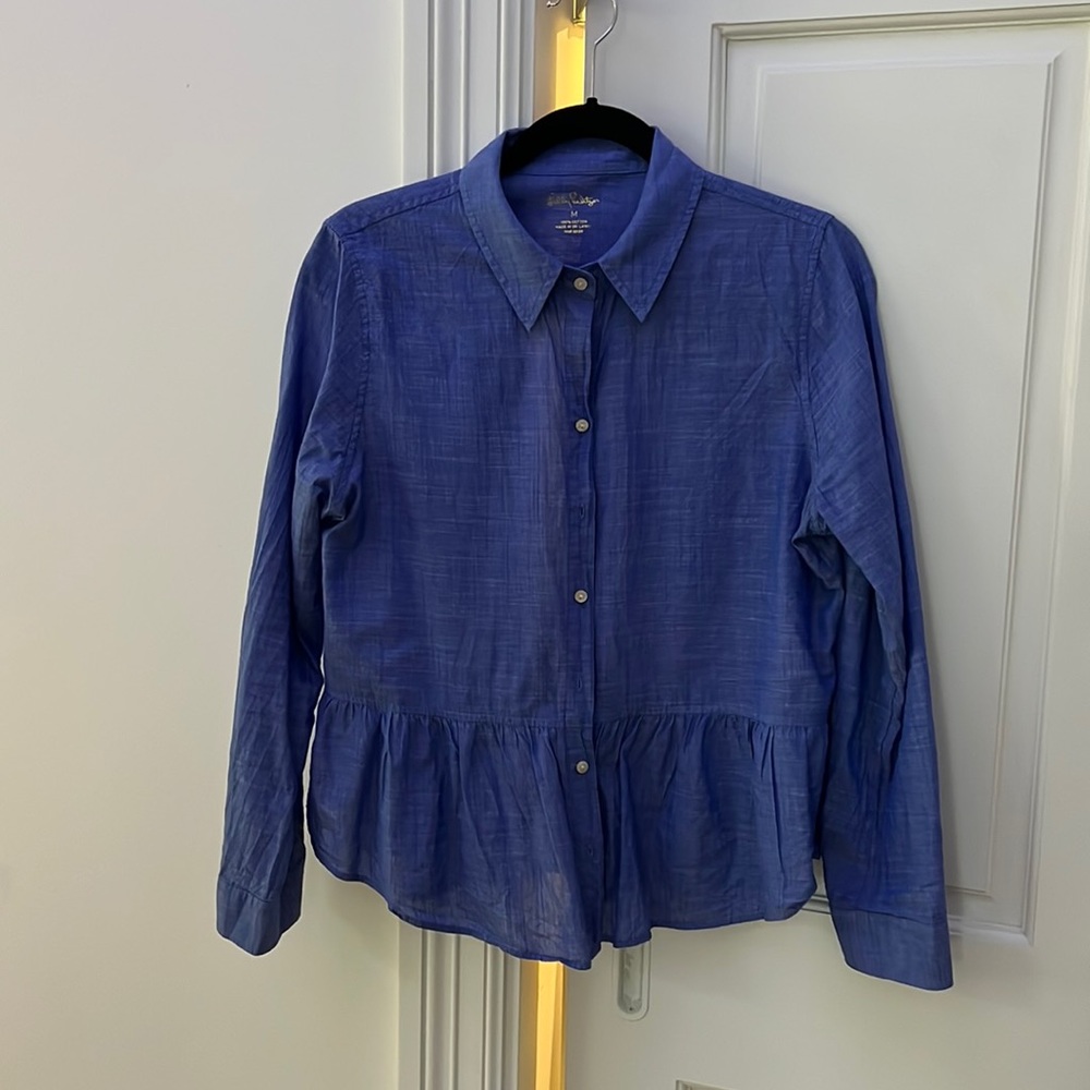 Lilly Pulitzer chambray peplum blouse